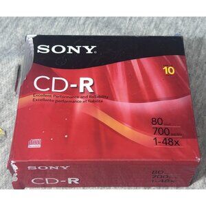 Sony CD R 80 Minute 10 Pack With Case 700MB 1-48X